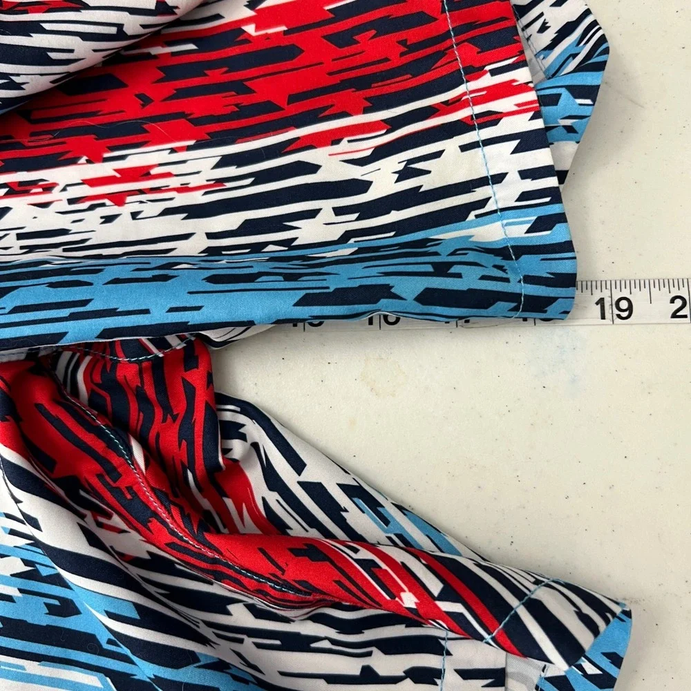 Speedo Mens Swim Trunks Red White Blue Geometric Glitch Print Large L 1678
